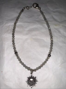 Sun Charm  Beaded Bracelet - Gray